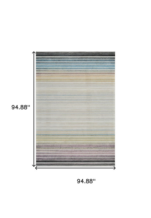 7.9' x 7.9' Abstract Distressed Area Rug - Beige And Blue