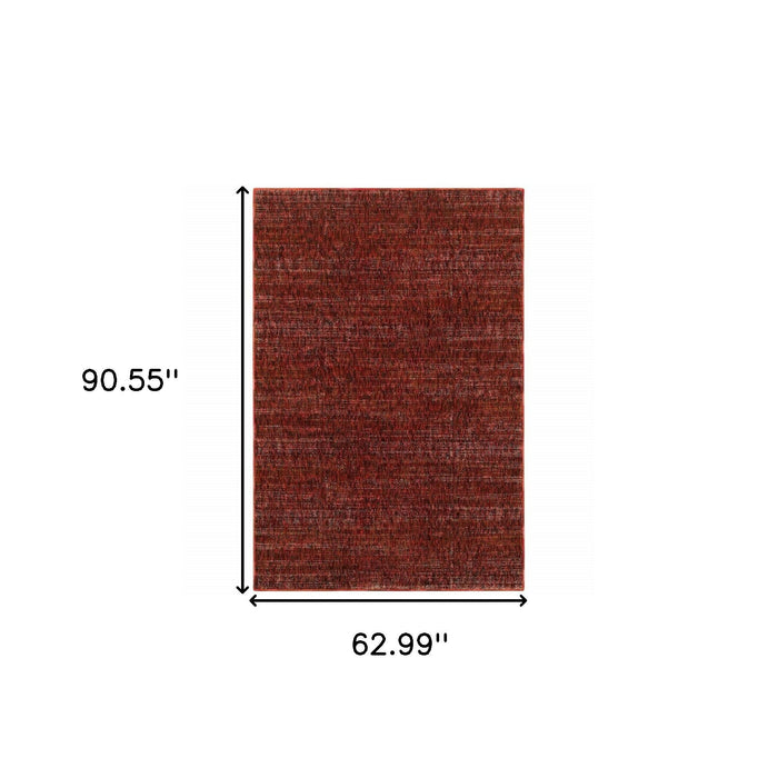 5' x 7' Power Loom Area Rug - Red And Gray