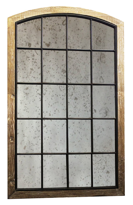 73" Arch Solid Framed Antiqued Glass Full Length Hanging Mirror - Brown