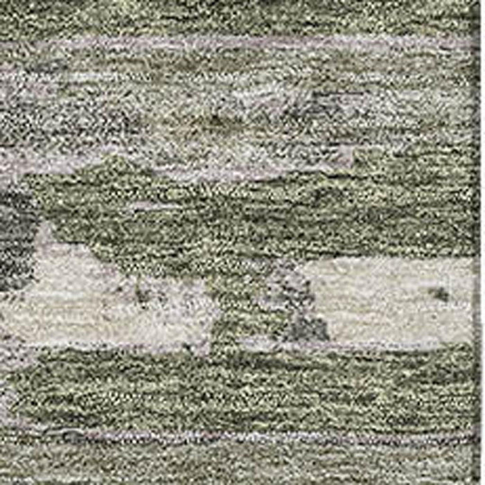 8' X 10' Striped Washable Area Rug With UV Protection - Olive Green And Beige