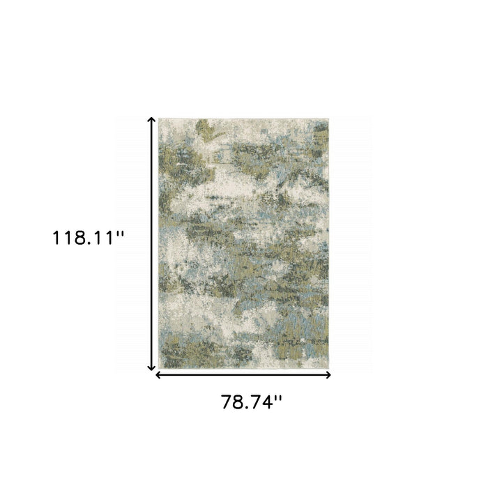 7' x 10' Power Loom Area Rug - Blue Green
