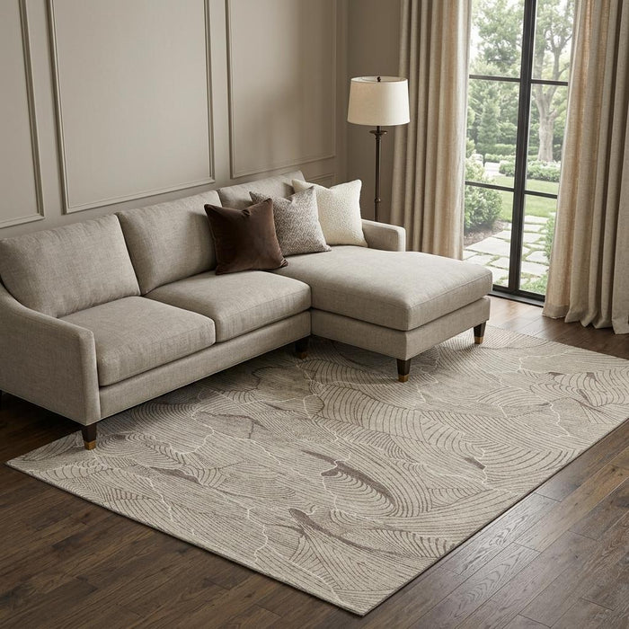 10' X 14' Abstract Washable Area Rug With UV Protection (682181) - Beige / Taupe / Ivory