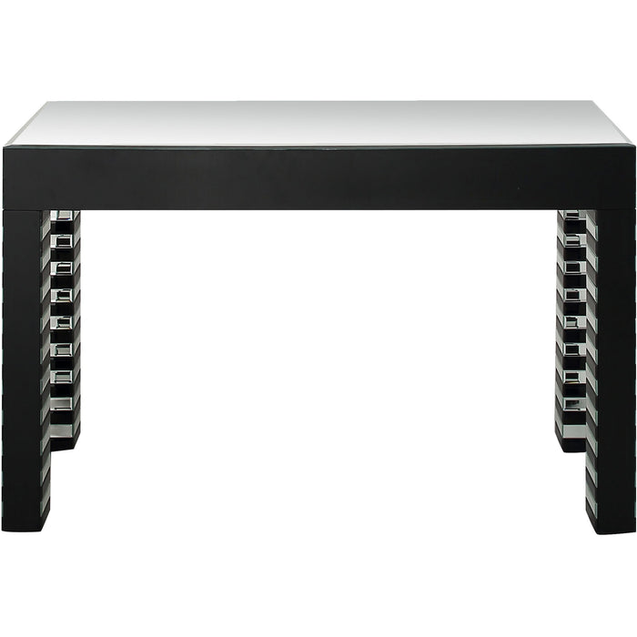 Mirrored Glass Console Table - Silver And Black