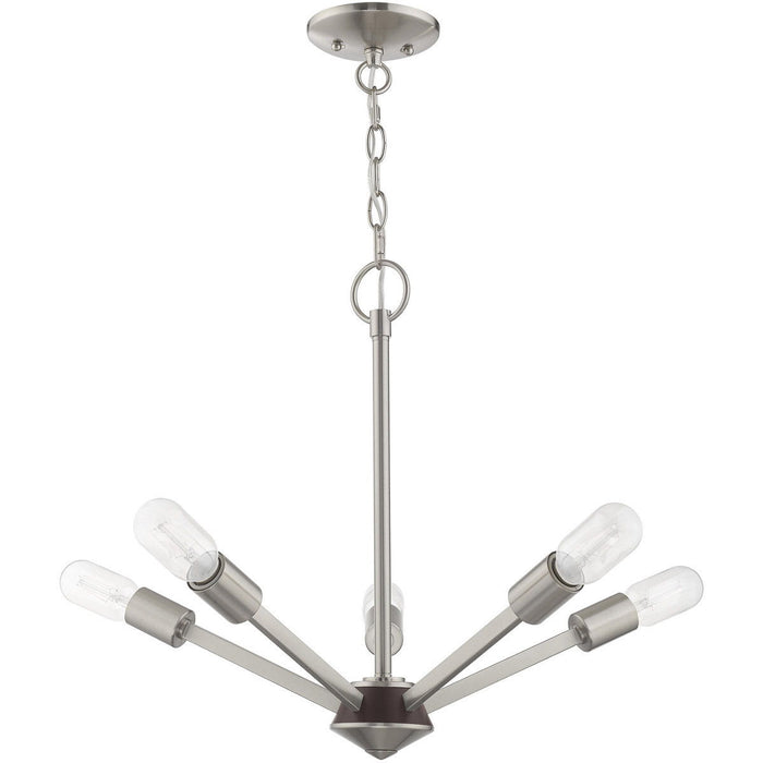 Five-Light 18'' Dimmable Chandelier With Shades - Nickel