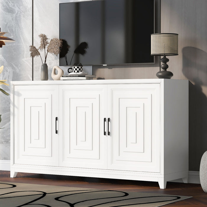 Modern Giga TV stand for TVs up to 65 inches with spacious storage, solid wood legs, and a sleek entertainment center design.