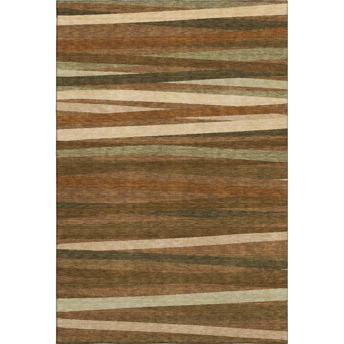 10' X 14' Striped Washable Area Rug With UV Protection (678520) - Rust / Brown / Copper
