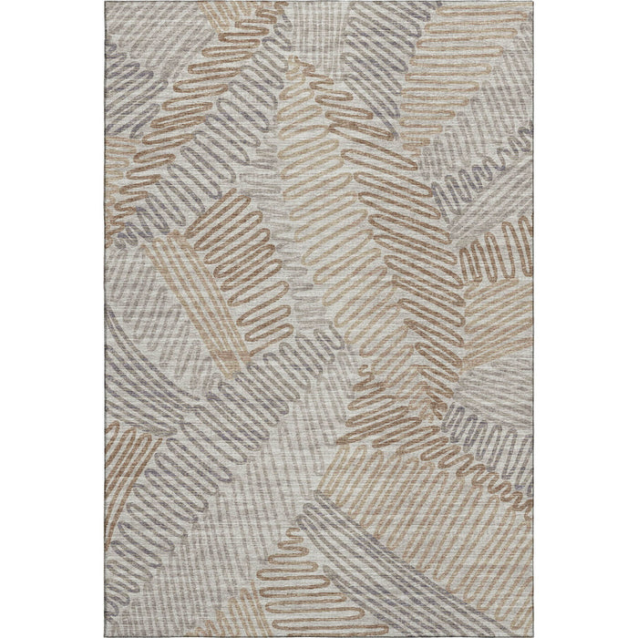 10' X 14' Botanical Leaves Washable Area Rug With UV Protection (644994) - Coffee / Ivory / Gray