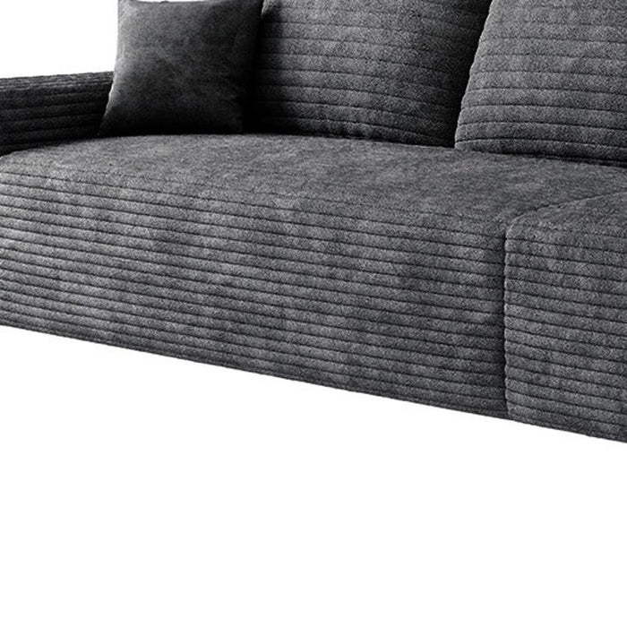 168" Corduroy Modular Compression Foam Sofa With Toss Pillows - Black