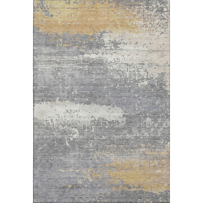 10' X 14' Abstract Washable Area Rug With UV Protection (701081) - Gold / Gray / Ivory