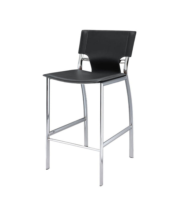 29" Metal And Faux Leather Low Back Bar Height Bar Chairs (Set of 2) - Gray