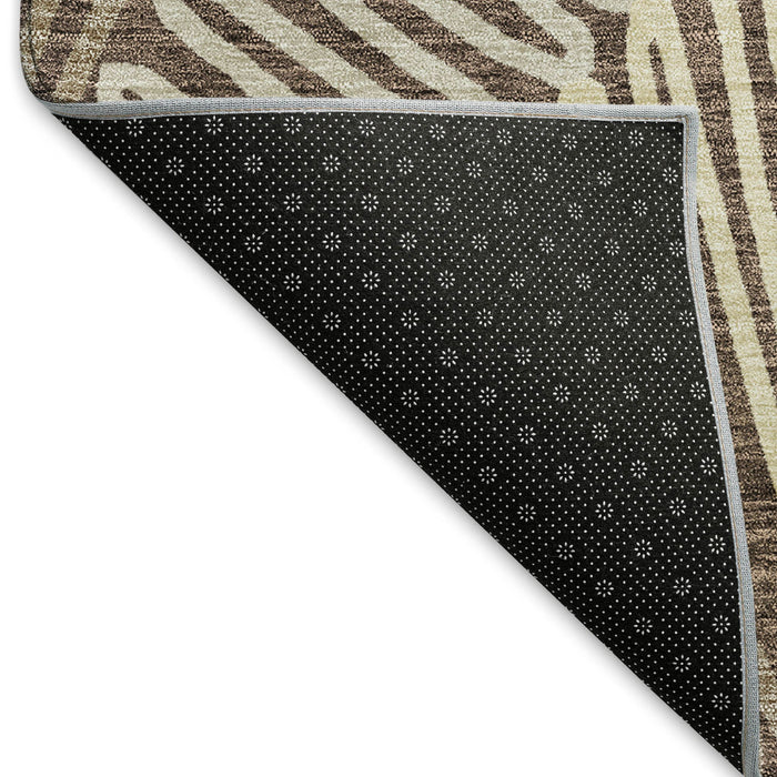 10' X 14' Floral Washable Area Rug With UV Protection (671888) - Chocolate / Taupe