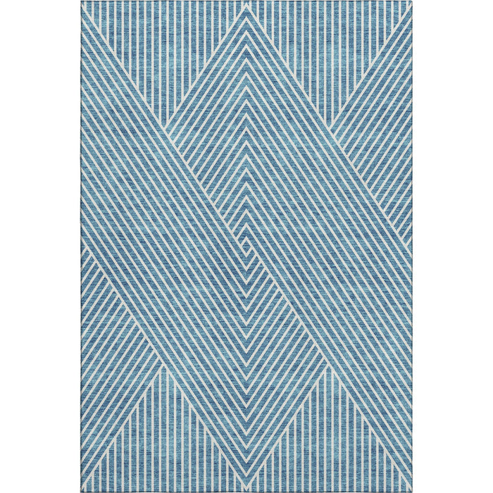 10' X 14' Geometric Washable Area Rug With UV Protection (674676) - Teal / Ivory