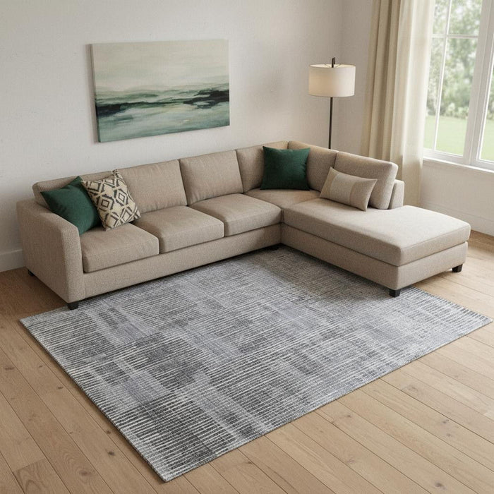 10' X 14' Abstract Hand Woven Distressed Area Rug (566950) - Blue / Ivory / Gray