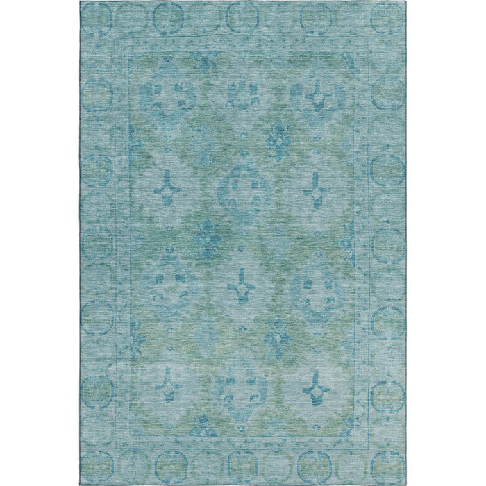 10' X 14' Oriental Washable Area Rug With UV Protection (700493) - Teal / Aqua