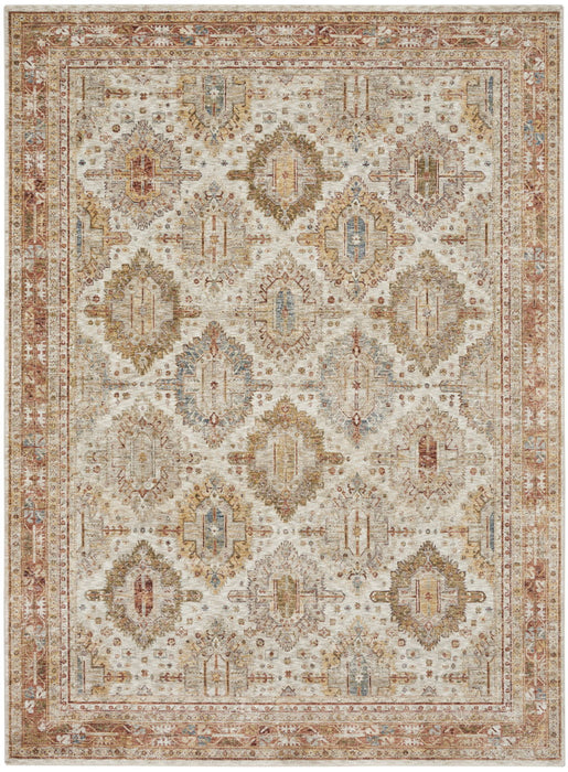 9' X 13' Geometric Distressed Area Rug (553095) - Beige