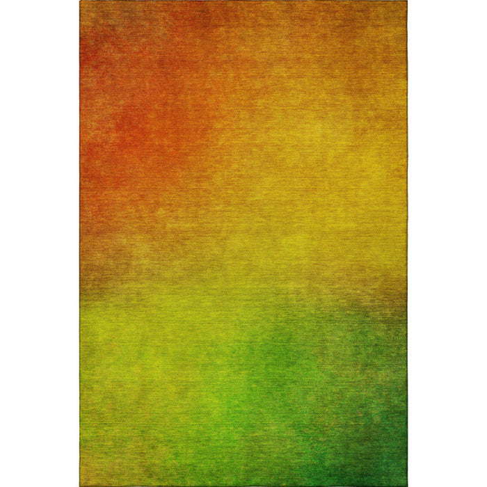 10' X 14' Ombre Washable Area Rug With UV Protection (650290) - Terra Cotta / Green