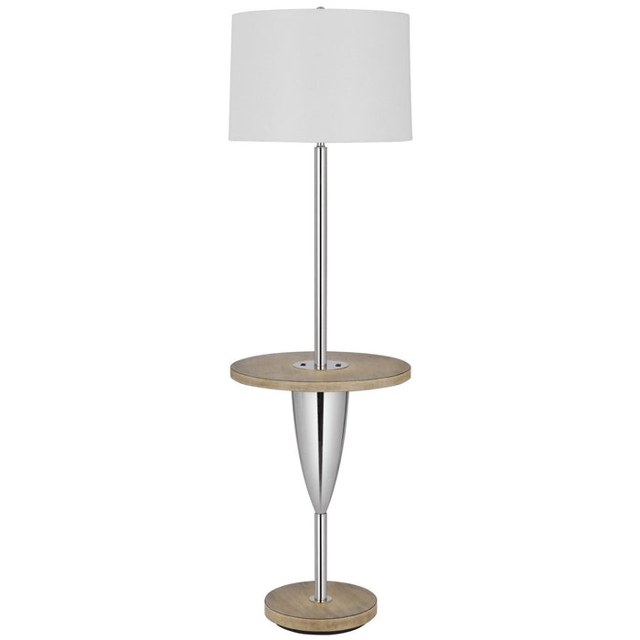 Tray Table Floor Lamp With White Square Shade - Chrome