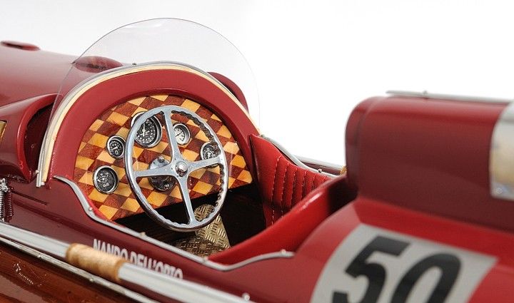 Ferrary Hydroplane RC Ready Boat Hand Painted Decorative Boat - Brown