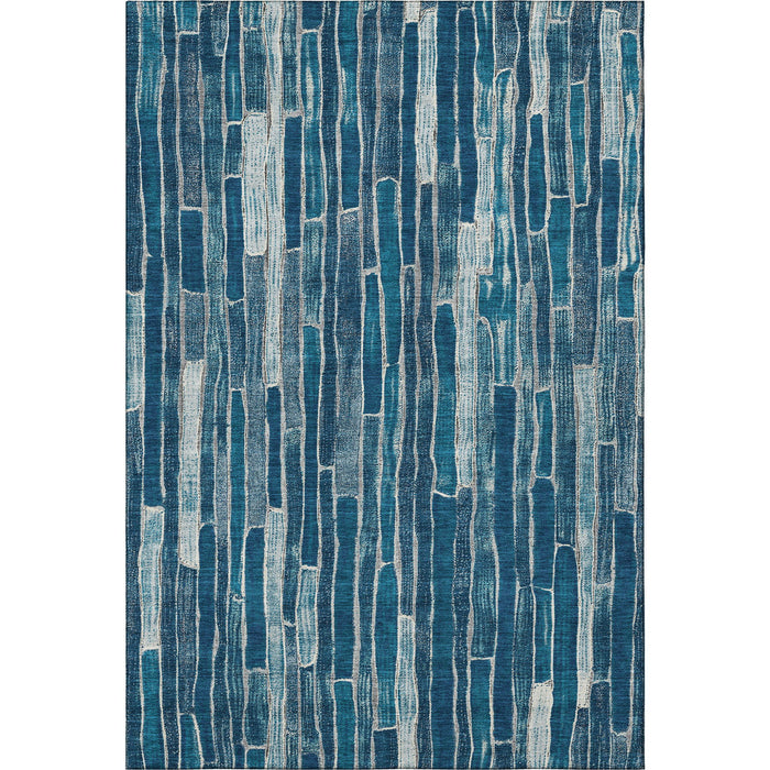 10' X 14' Striped Washable Area Rug With UV Protection (692850) - Blue / Ivory