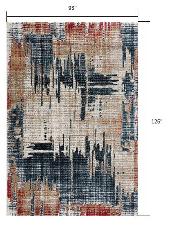 8' x 11' Abstract Area Rug - Blue And Ivory