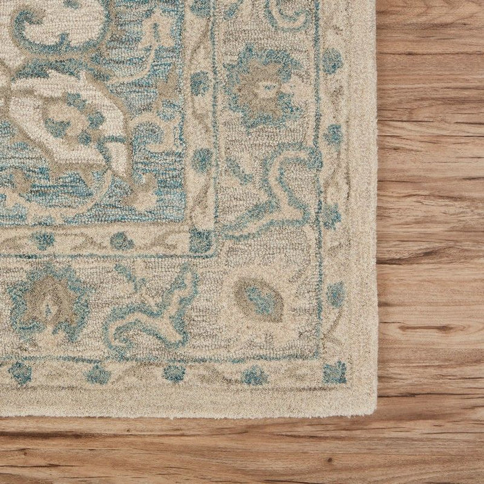 9' x 12' Medallion Area Rug - Turquoise And Cream