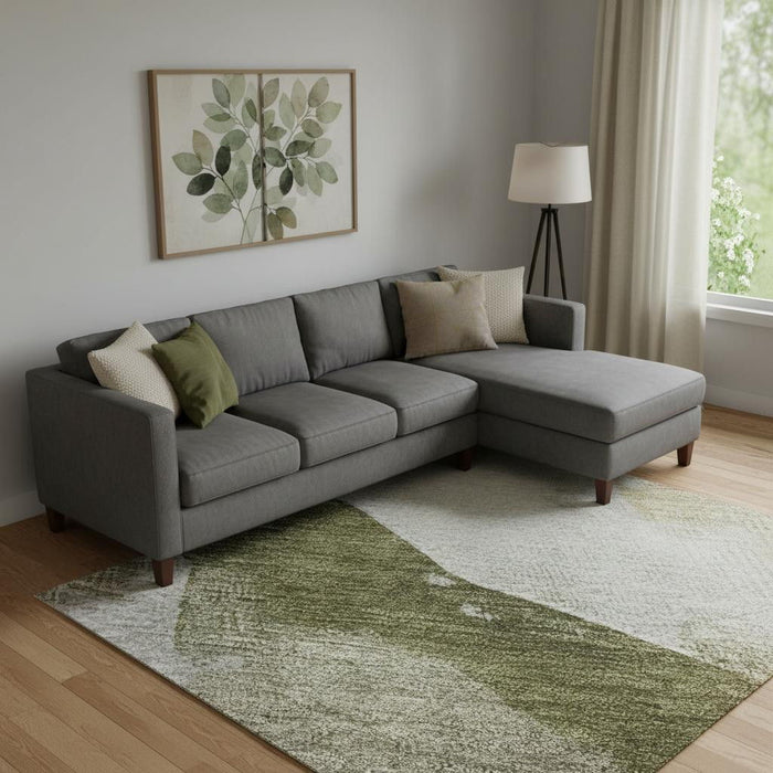 10' X 14' Abstract Washable Area Rug With UV Protection (715675) - Green / Ivory