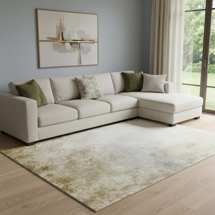 8' X 10' Abstract Washable Area Rug With UV Protection (650918) - Taupe / Ivory