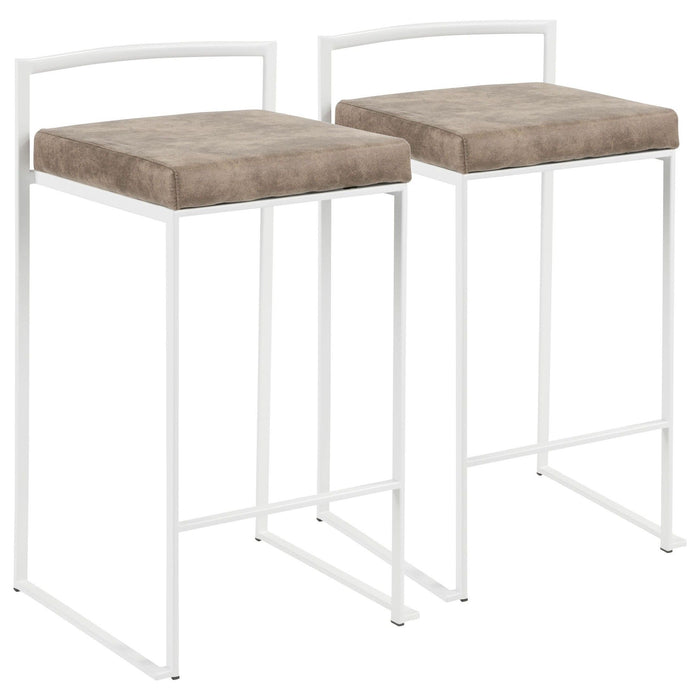 Fuji - Contemporary Stackable Counter Stool (Set of 2) - White Frame