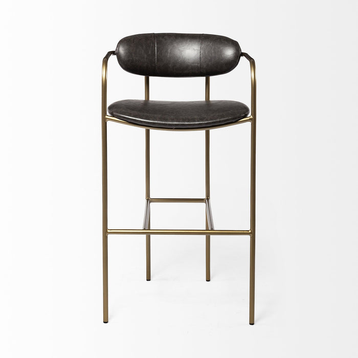 Faux Leather And Steel Bar Height Bar Chair - Black And Gold