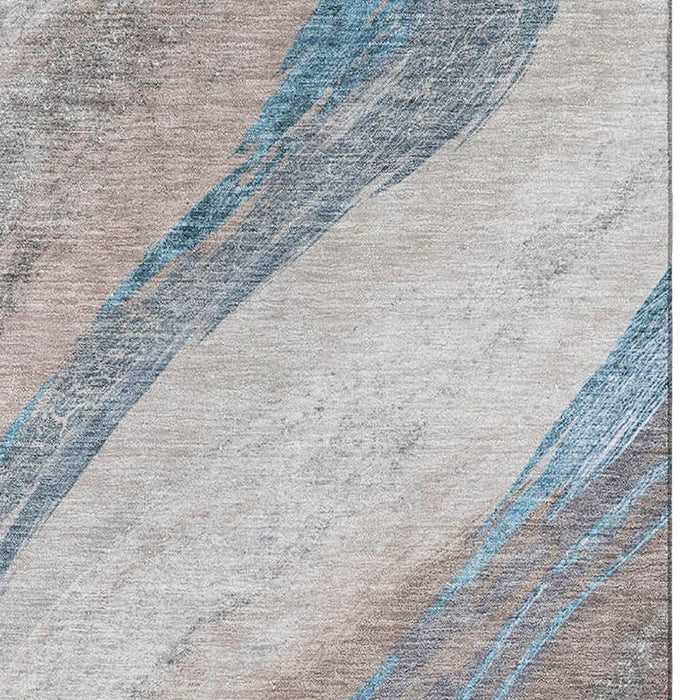 10' X 14' Abstract Washable Area Rug With UV Protection (715483) - Brown / Blue