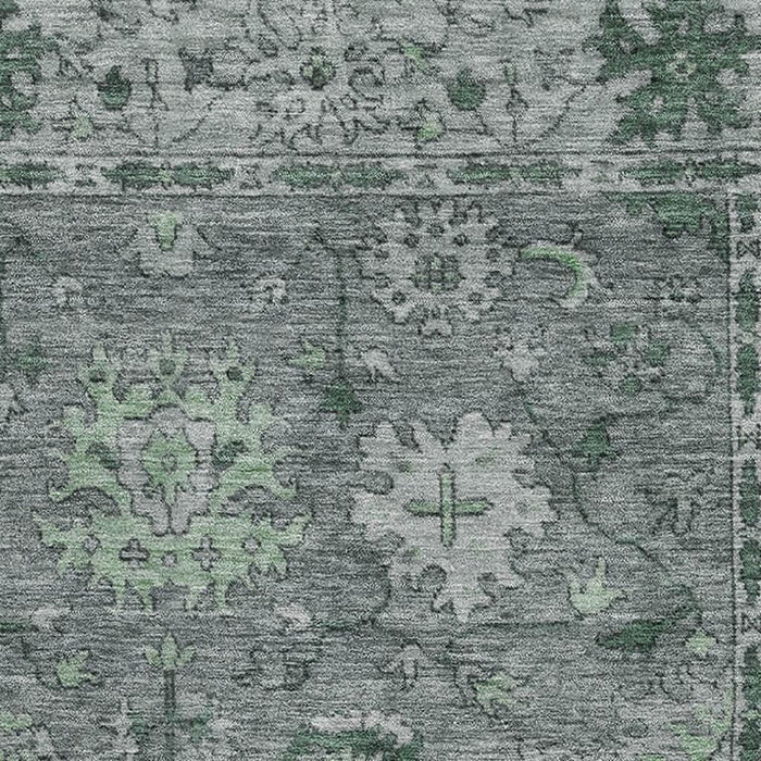 10' X 14' Oriental Washable Area Rug With UV Protection (716539) - Sage / Gray