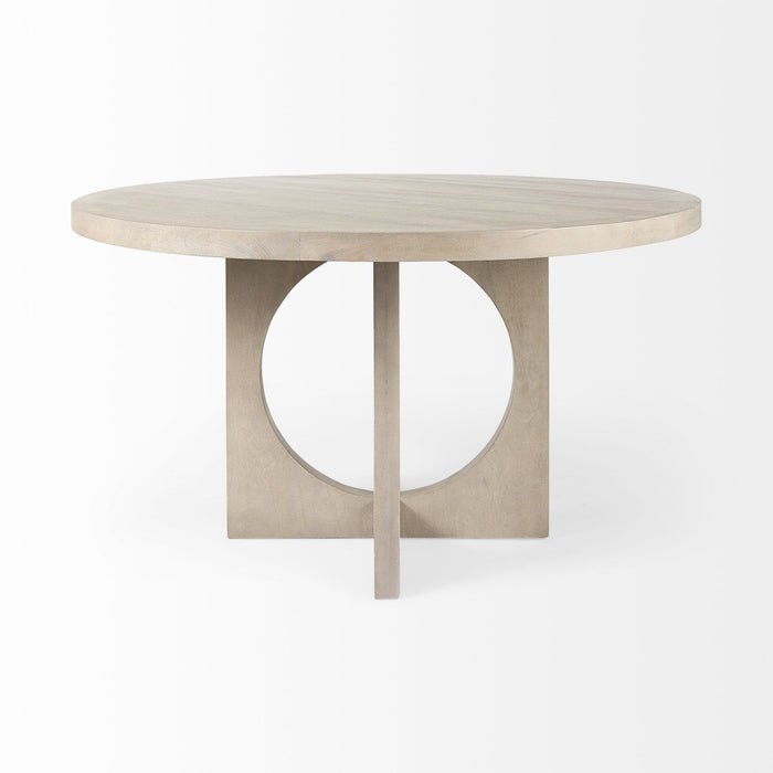 54" Rounded Pedestal Base Dining Table - Natural