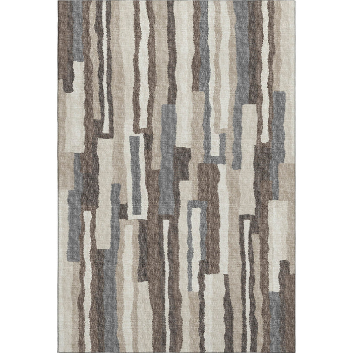 8' X 10' Abstract Distressed Washable Area Rug With UV Protection (644130) - Brown / Ivory / Gray
