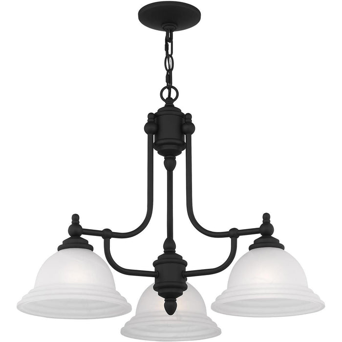 18" Three Light Metal Dimmable Chandelier With Shades - Black