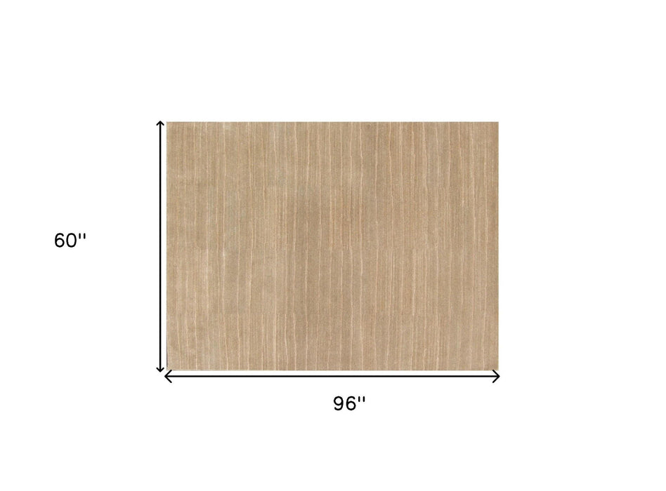 5' x 8' Wool Abstract Hand Loomed Area Rug - Beige
