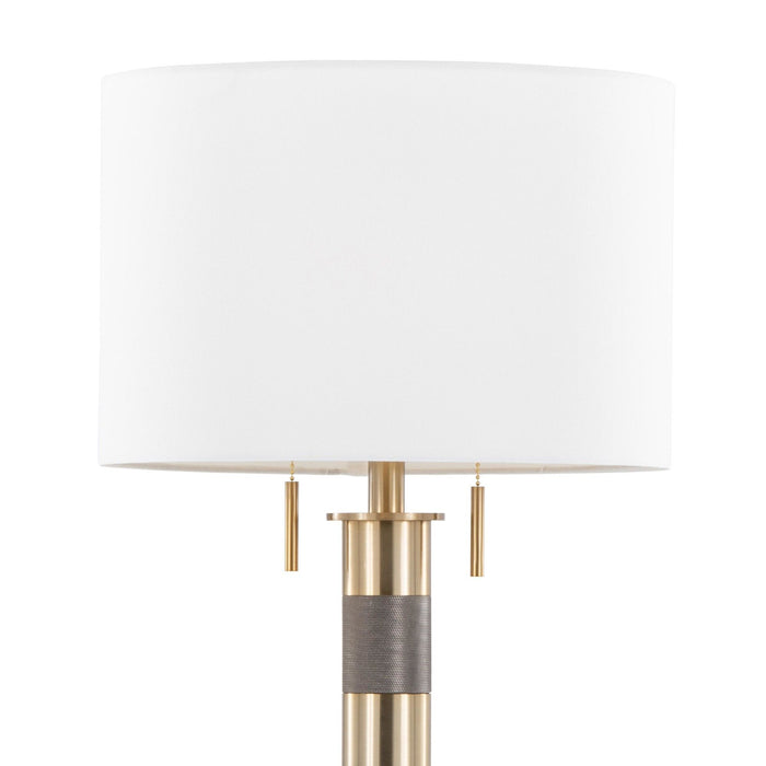 Trophy - Glam Table Lamp - Gold Metal And White Linen Shade