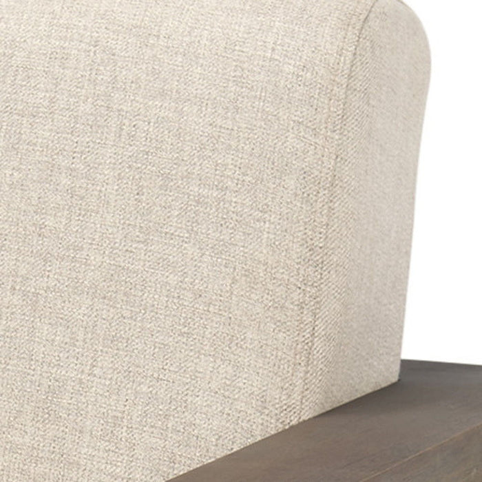Fabric And Solid Wood Arm Chair - Cream / Brown