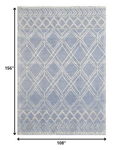 9' x 13' Tribal Geometric Pattern Area Rug - Blue Ivory