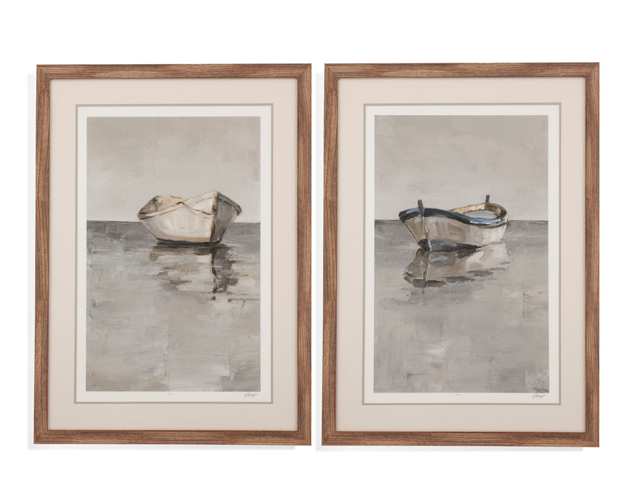 Boat On The Horizon - Framed Print (Set of 2) - Light Brown