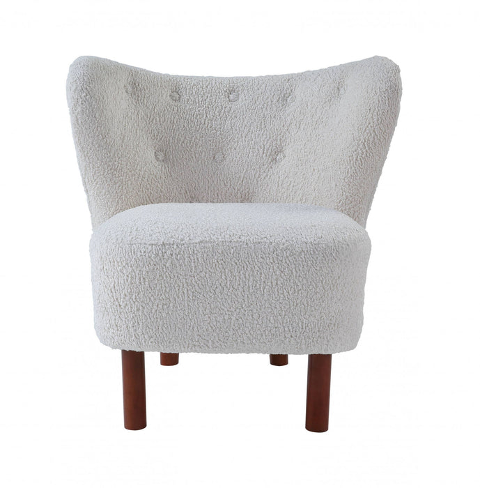 Sherpa And Brown Polka Dots Wingback Chair - White