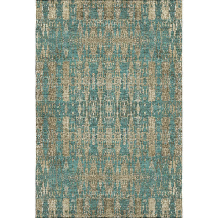 10' X 14' Moroccan Washable Area Rug With UV Protection (650230) - Teal / Beige