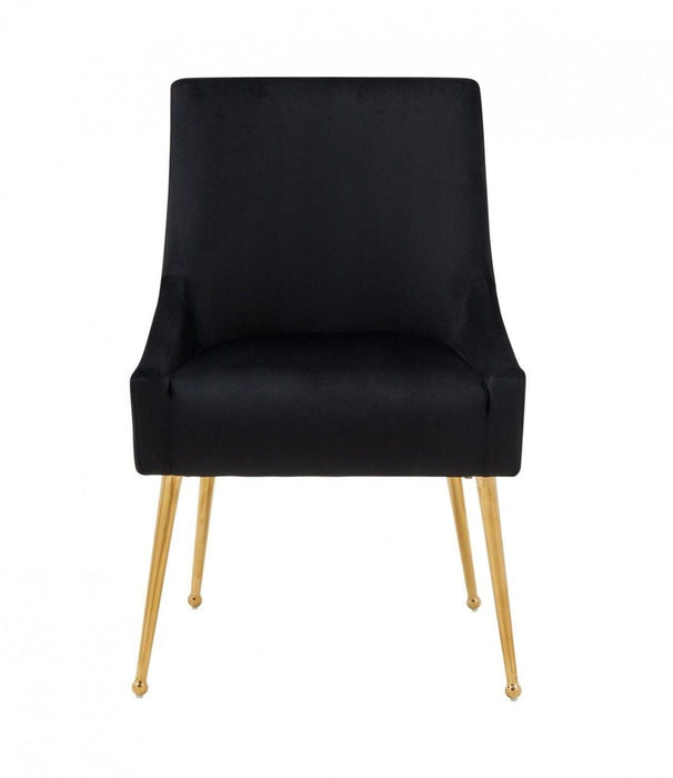 Upholstered Velvet Wing Back Dining Arm Chairs (Set of 2) - Black