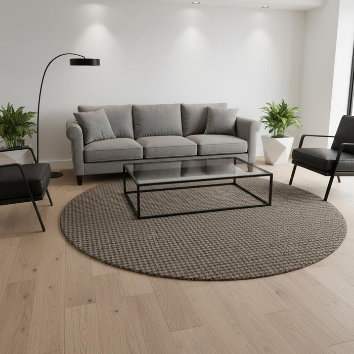 8' Houndstooth Washable Round Rug With UV Protection (645178) - Chocolate / Coffee