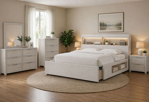 beige dresser set Devon5-piece Full Bedroom Set Beige and Burnished Oak