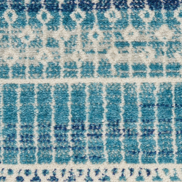 6' Geometric Runner Rug (569893) - Navy Blue / Ivory