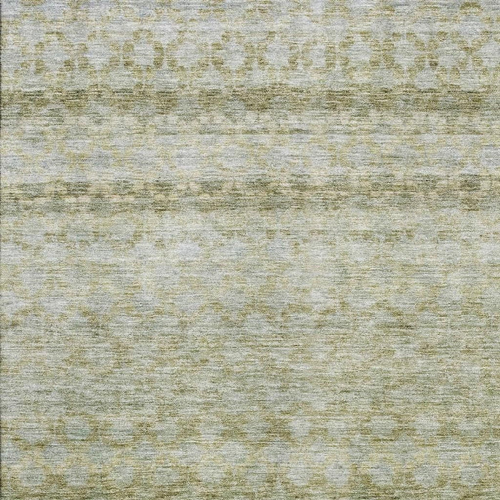 10' X 14' Striped Washable Area Rug With UV Protection (688063) - Artichoke Green / Gray / Beige