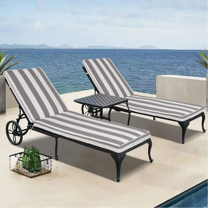 Giga outdoor lounge chair cushion set with seat and back cushions for patio chaise lounge furniture, in neutral fabric.