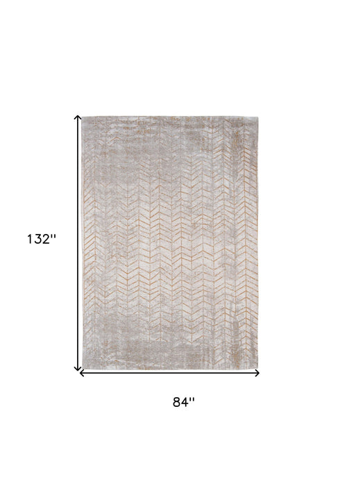 8' x 11' Chevron Non Skid Area Rug - Gray And Yellow