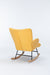 Yellow teddy upholstered Giga nursery rocking chair with high backrest, modern glider recliner for nursery or living room seating