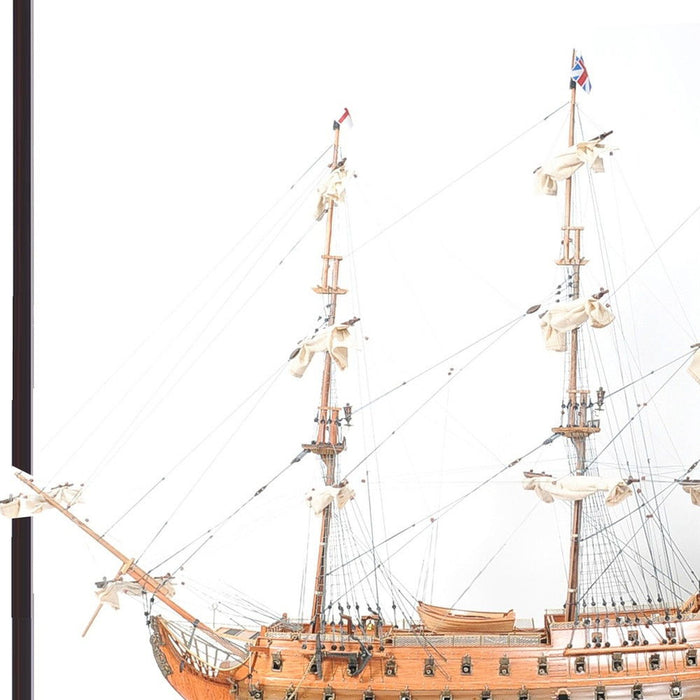 HMS Victory Boat Tabletop Sculpture With Case - Black / Light Brown